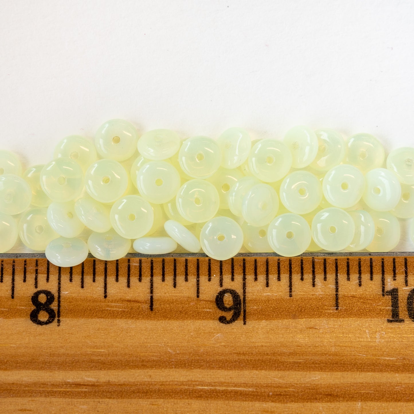 6mm Glass Rondelle Beads - Opaline Jonquil - 50 Beads