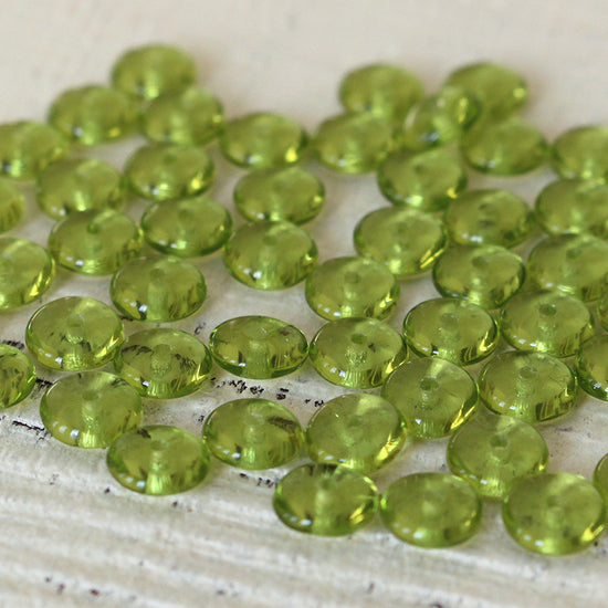 6mm Glass Rondelle Beads - Lime Green - 100 Beads
