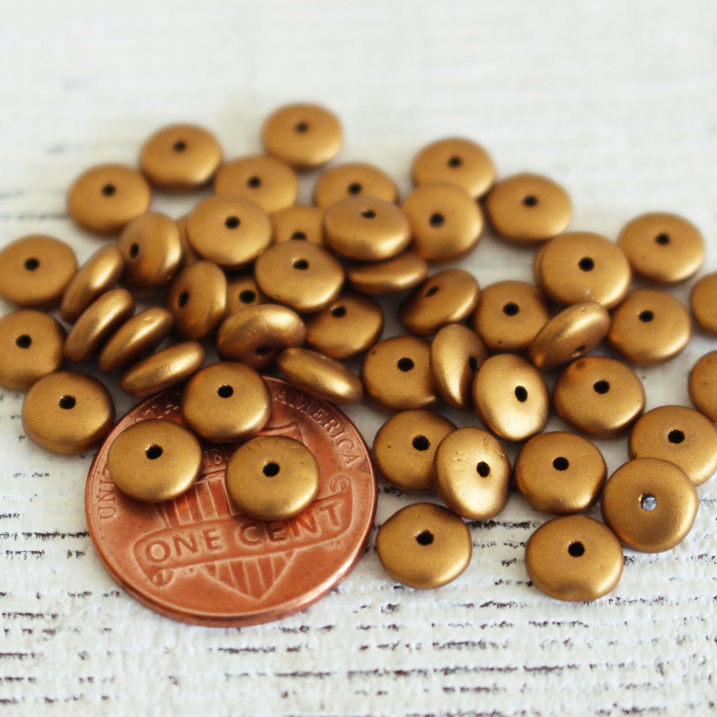 6mm Rondelle Beads - Metallic Antique Gold Matte - 100