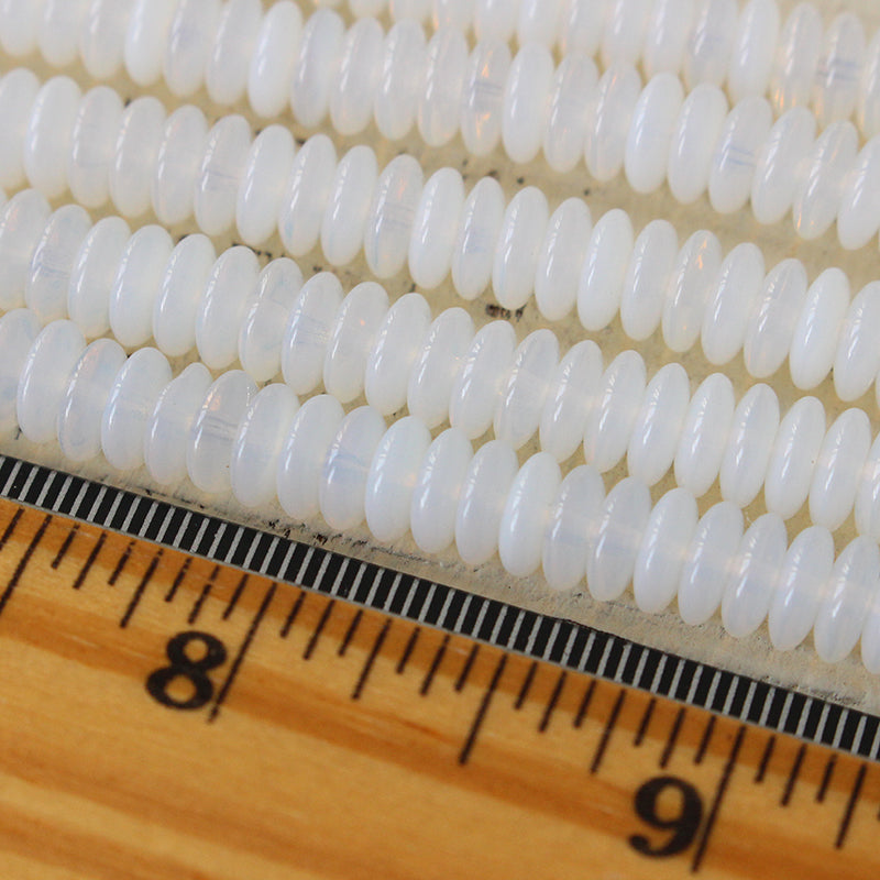 7mm Rondelle Beads - White Opaline - 100 or 50 Beads