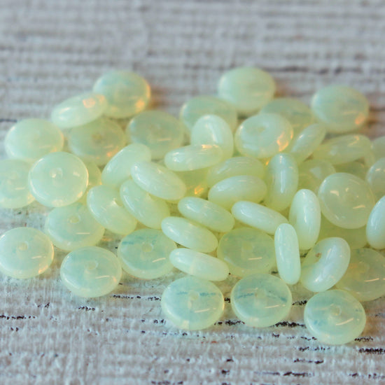 6mm Glass Rondelle Beads - Opaline Jonquil - 50 Beads