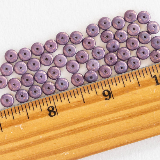Load image into Gallery viewer, 6mm Rondelle Beads - Opaque Muted Purple - 50 Beads
