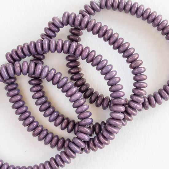 Load image into Gallery viewer, 6mm Rondelle Beads - Opaque Muted Purple - 50 Beads
