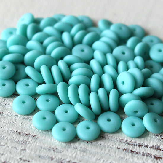 6mm Rondelle Beads - Matte Opaque Turquoise - 50 Beads