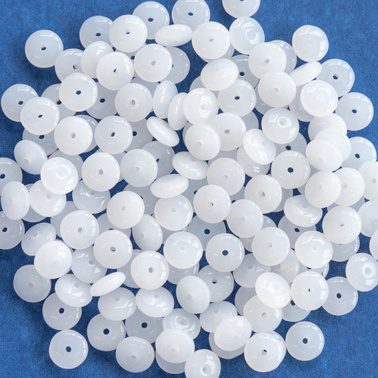 6mm Glass Rondelle Beads - Moonstone - 100 Beads