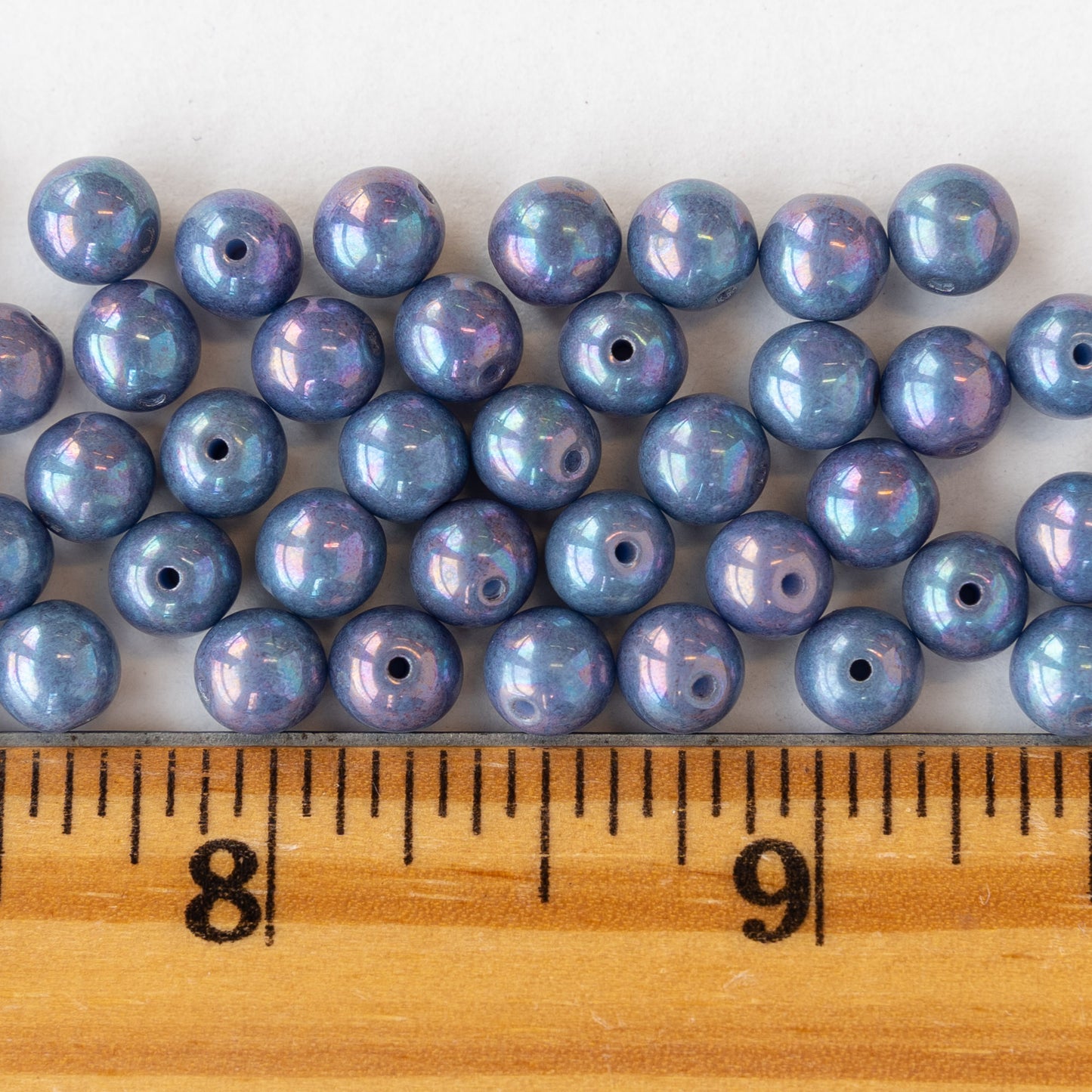 6mm Round Glass Beads - Blue Purple Luster - 30 beads