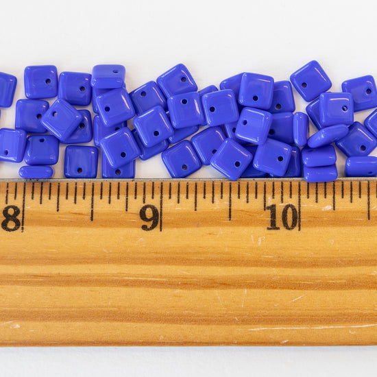 6mm Tile Drop Bead - Opaque Blue - 55 Beads
