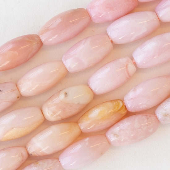 6x12mm Pink Opal tapered Tube Beads - 16 Inches