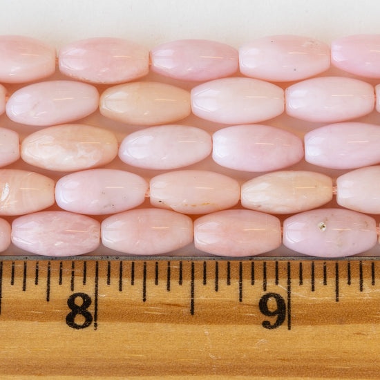 6x12mm Pink Opal tapered Tube Beads - 16 Inches