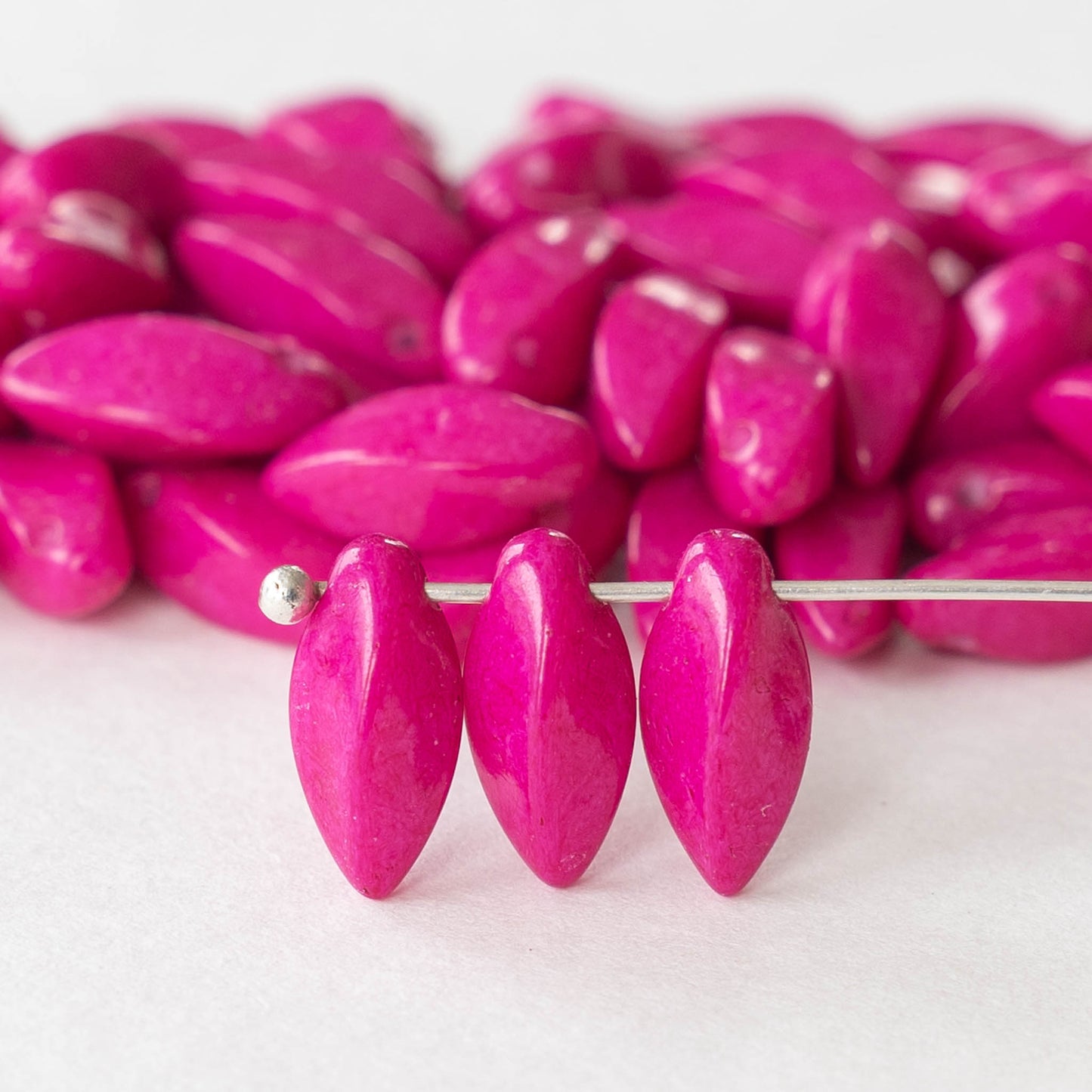 6x12mm Twist Drop Beads - Hot Pink - 50