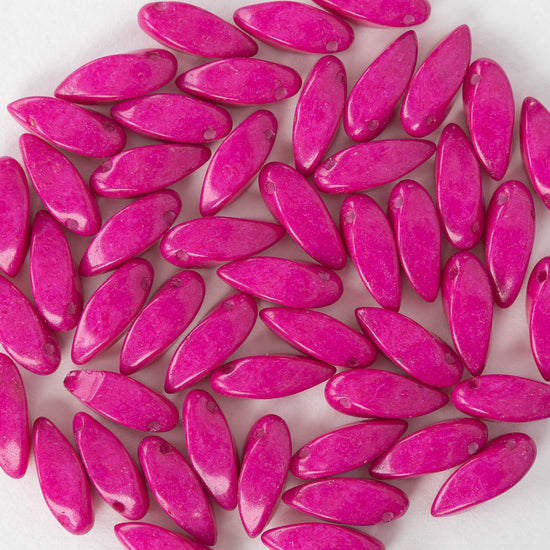 6x12mm Twist Drop Beads - Hot Pink - 50