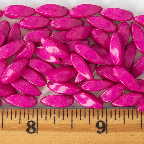 6x12mm Twist Drop Beads - Hot Pink - 50