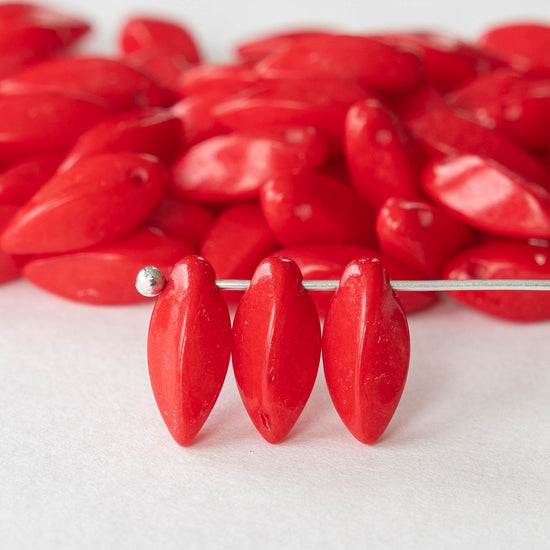 6x12mm Twist Drop Beads - Red - 50