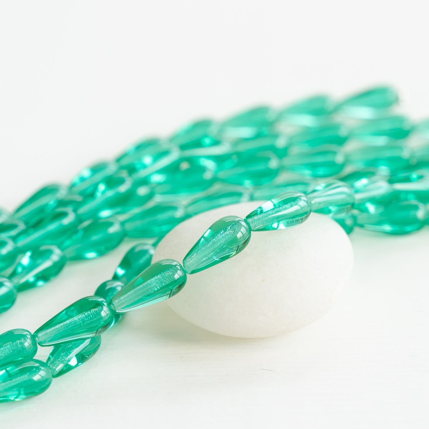 Load image into Gallery viewer, 12mm Long Drill Glass Teardrop Beads - Seafoam - 20 Beads
