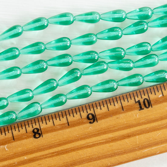 Load image into Gallery viewer, 12mm Long Drill Glass Teardrop Beads - Seafoam - 20 Beads
