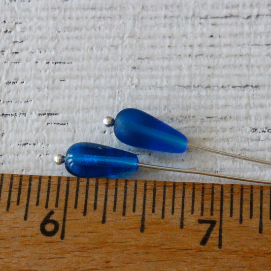 6x13mm Long Drill Drops - Capri Blue - 20 Beads