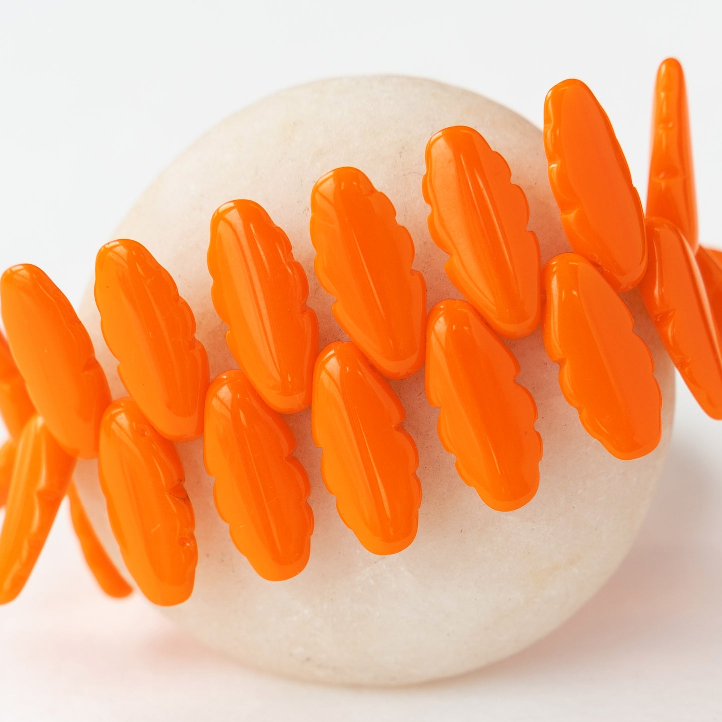 Retro Dagger Beads - Opaque Orange - 30 beads