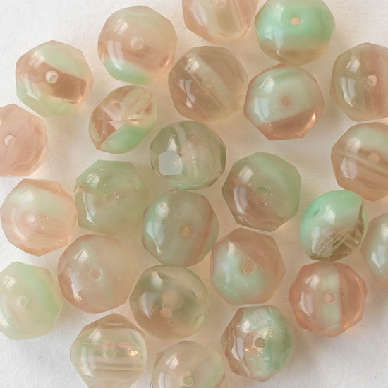 6x9mm Rondelle Beads - Pink Rosaline Mint Mix - 25 Beads