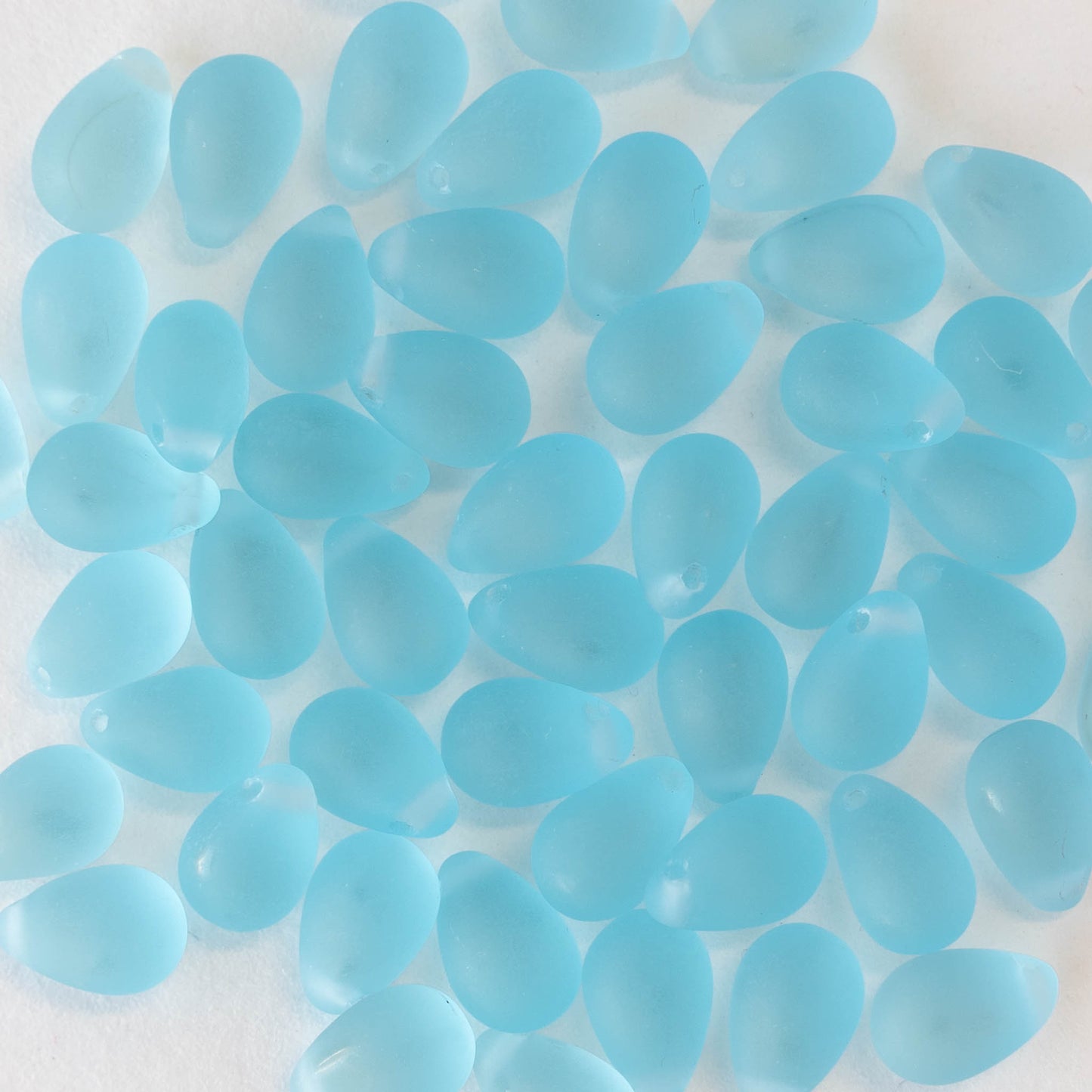 Load image into Gallery viewer, 6x9mm Glass Teardrop Beads - Light Aqua Matte -  50 Beads
