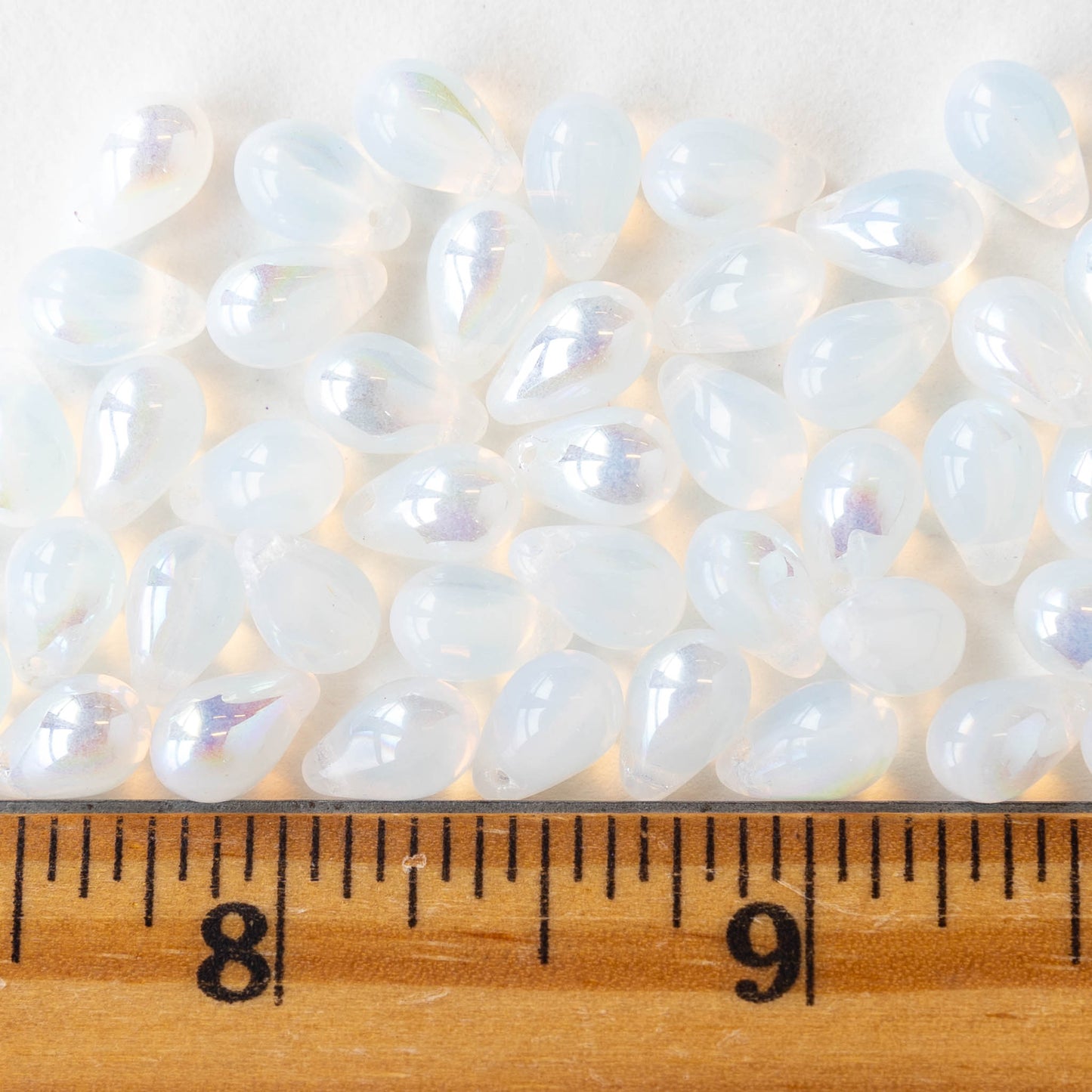 6x9mm Glass Teardrop Beads - Crystal Luster - 50 Beads