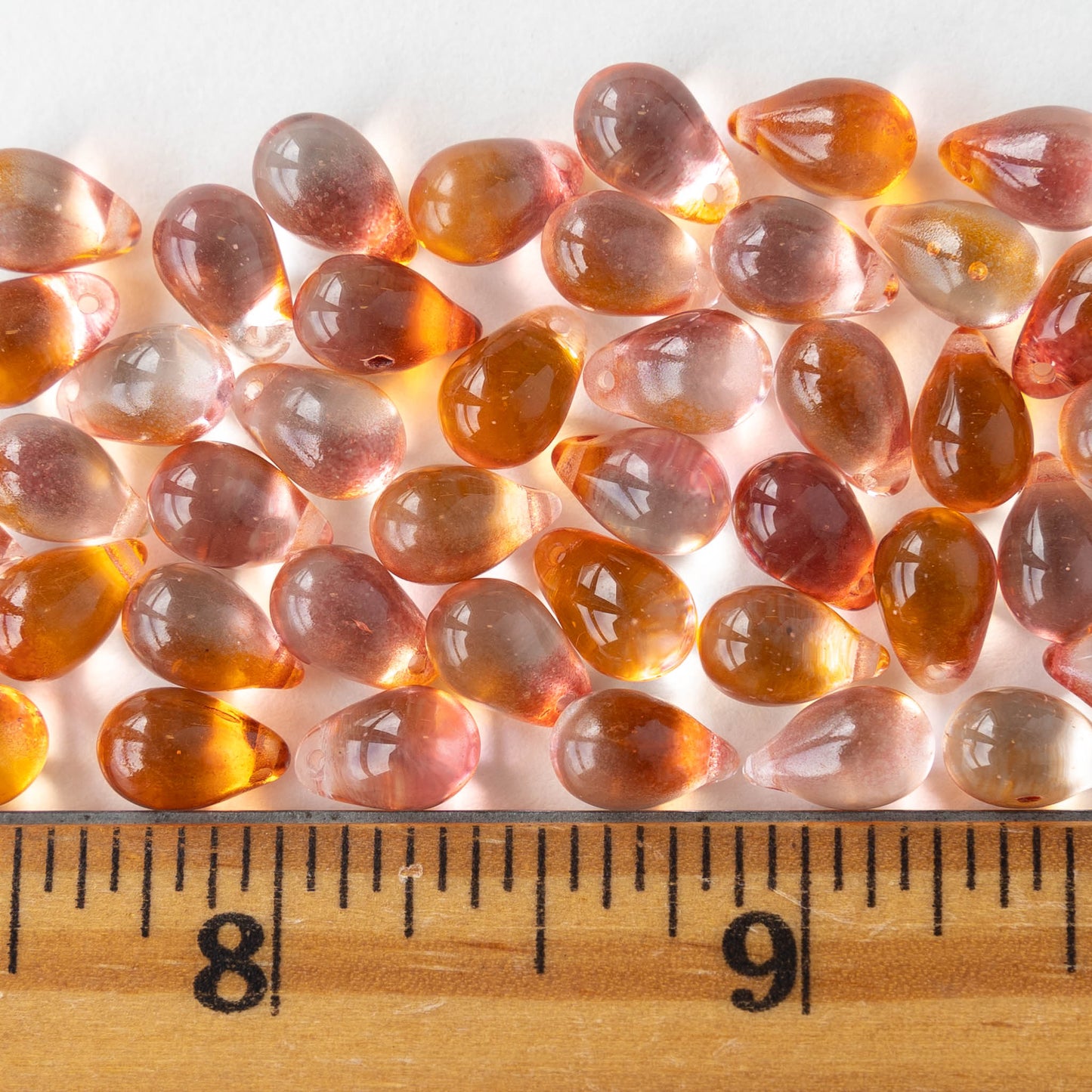 Load image into Gallery viewer, 6x9mm Glass Teardrop Beads - Peach - 50 Beads
