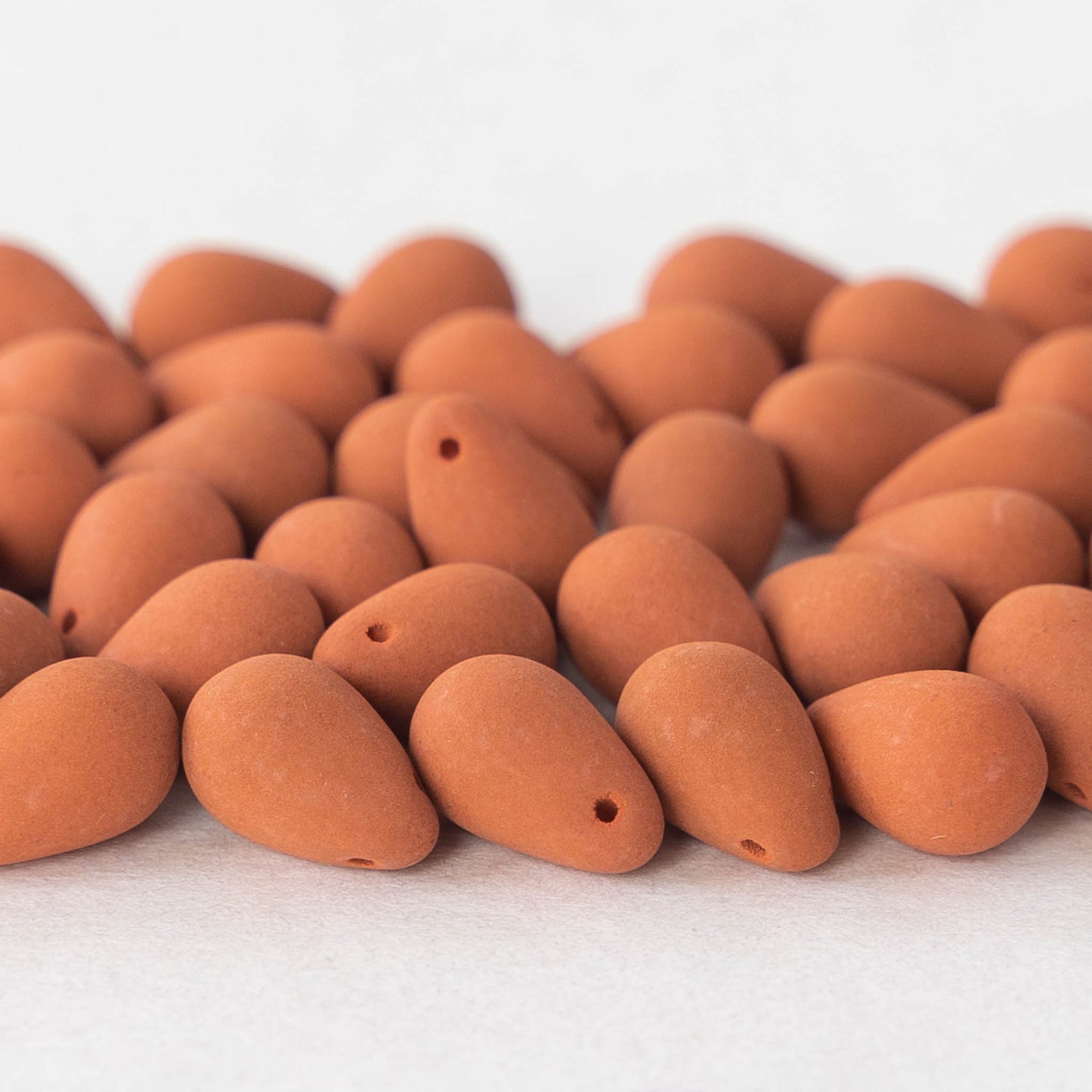 6x9mm Glass Teardrop Beads - Opaque Matte Terra Cotta - 50 Beads