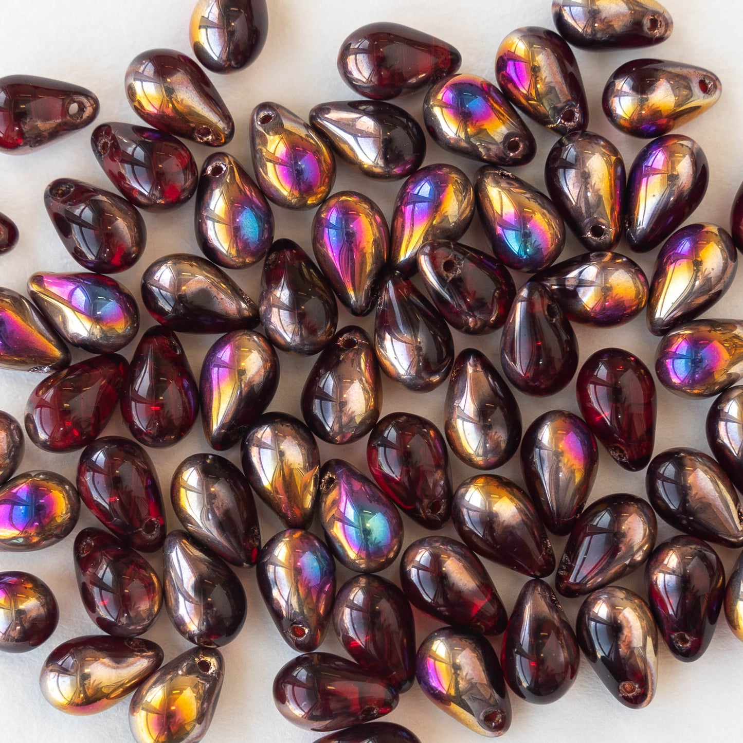 Load image into Gallery viewer, 6x9mm Glass Teardrop Beads - Red Marea - 50 Beads
