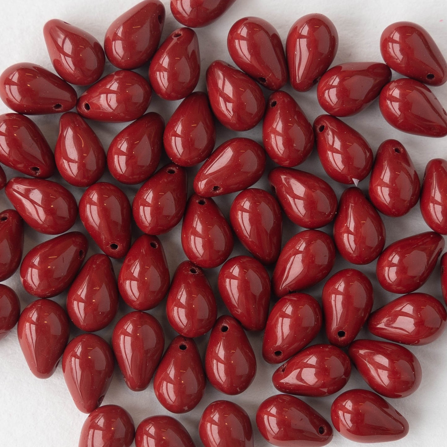 Load image into Gallery viewer, 6x9mm Glass Teardrop Beads - Opaque Dark Red - 50 Beads
