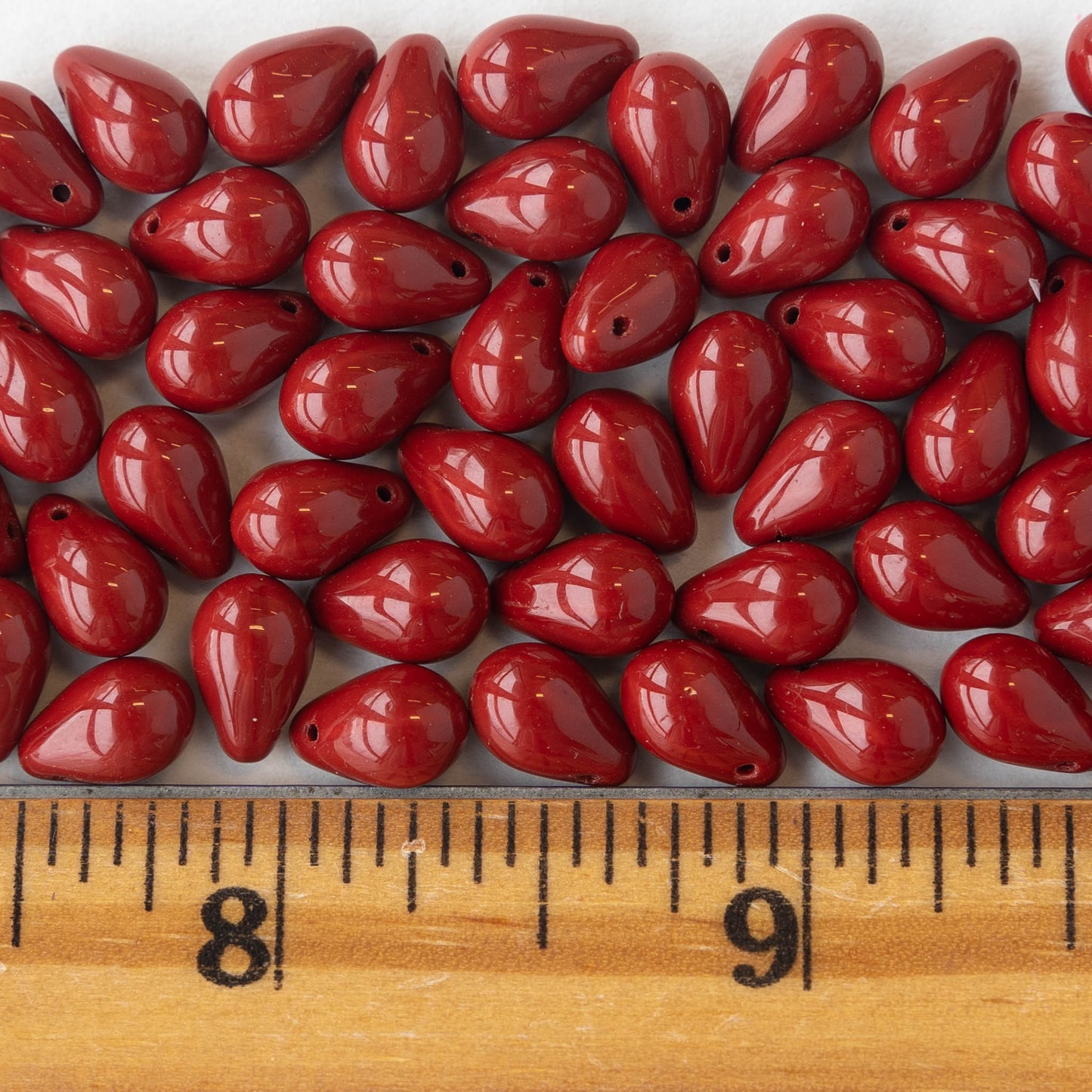 Load image into Gallery viewer, 6x9mm Glass Teardrop Beads - Opaque Dark Red - 50 Beads
