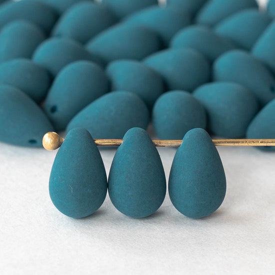 6x9mm Glass Teardrop Beads - Turquoise Bronze - 30 Beads – funkyprettybeads