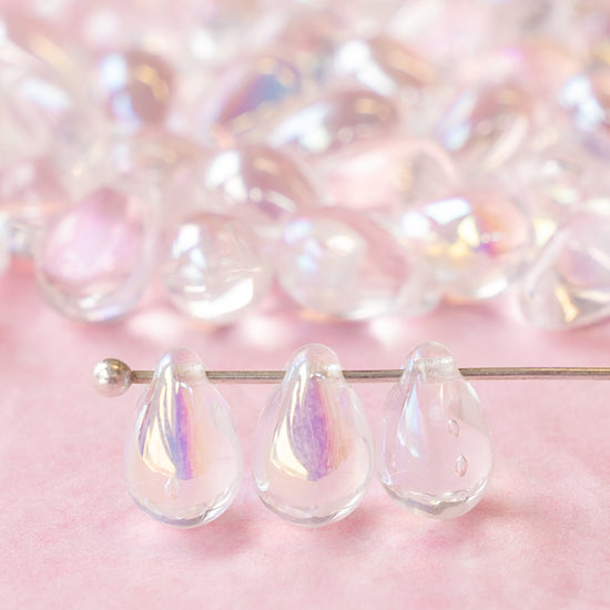 Load image into Gallery viewer, 6x9mm Glass Teardrop Beads -  Crystal AB - 50 Beads
