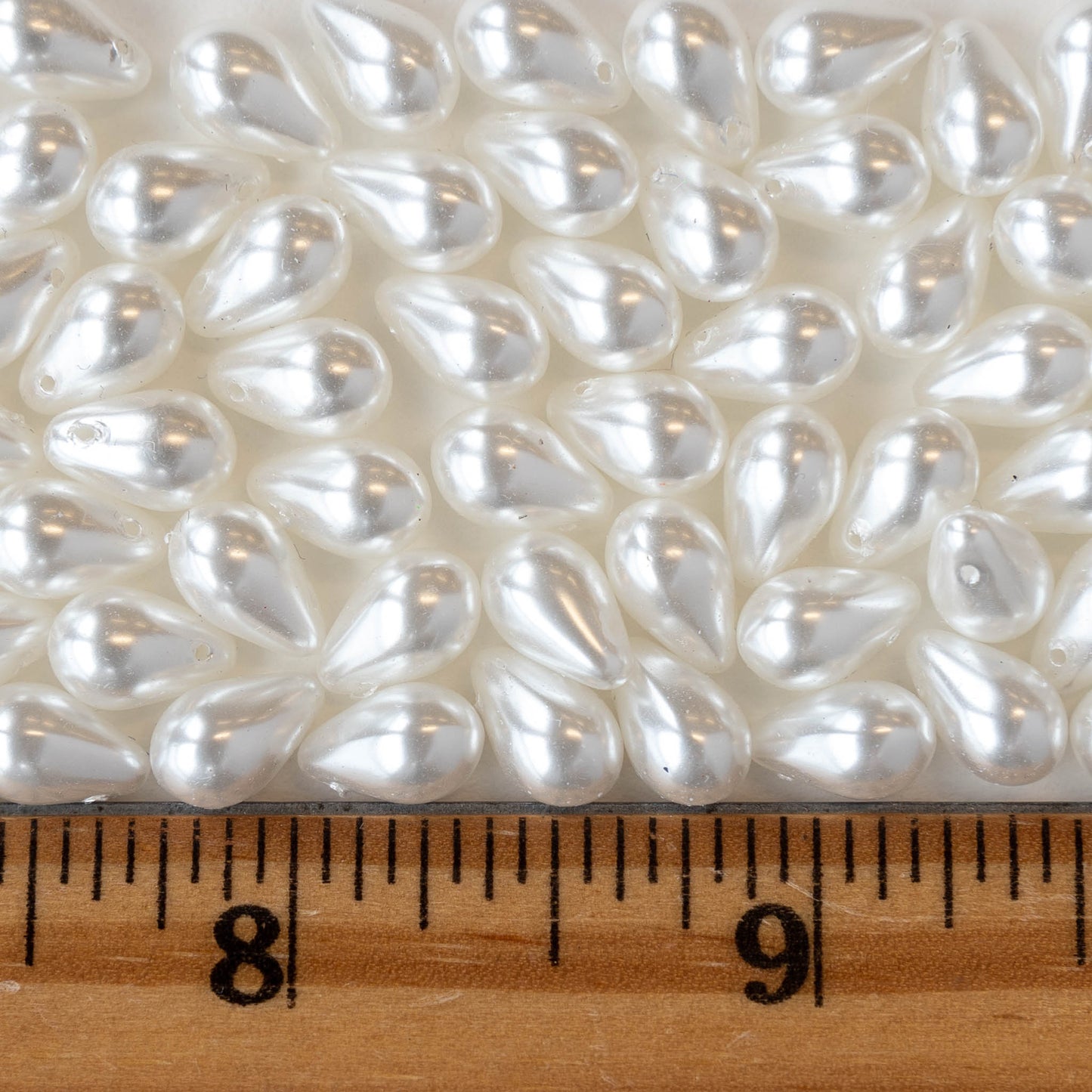 6x9mm Teardrop Beads -  Pearly White - 50 bead