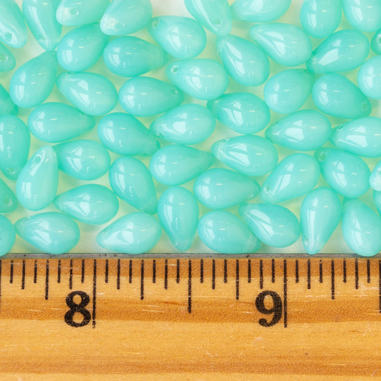 Load image into Gallery viewer, 6x9mm Glass Teardrop Beads - Seafoam Opaline - 50 Beads
