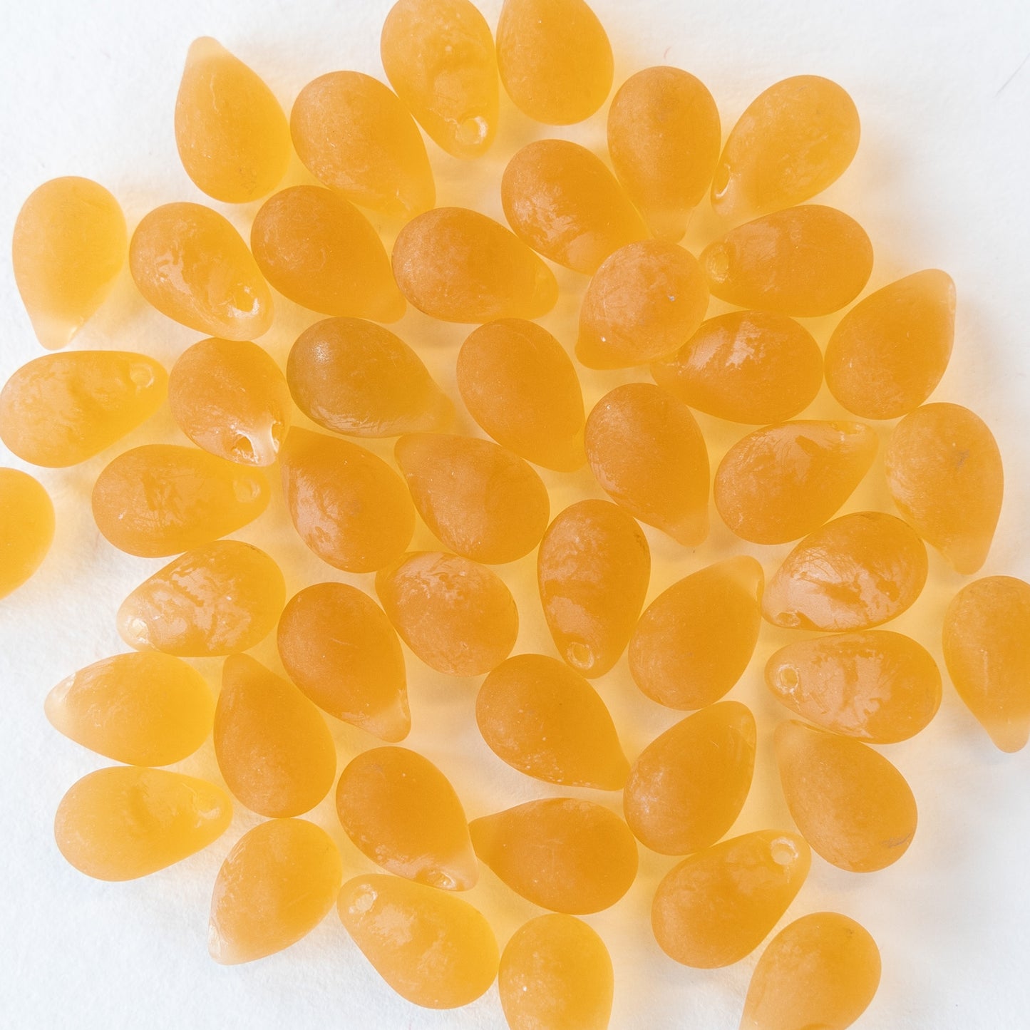 Load image into Gallery viewer, 6x9mm Glass Teardrop Beads - Amber Matte -  45 Beads
