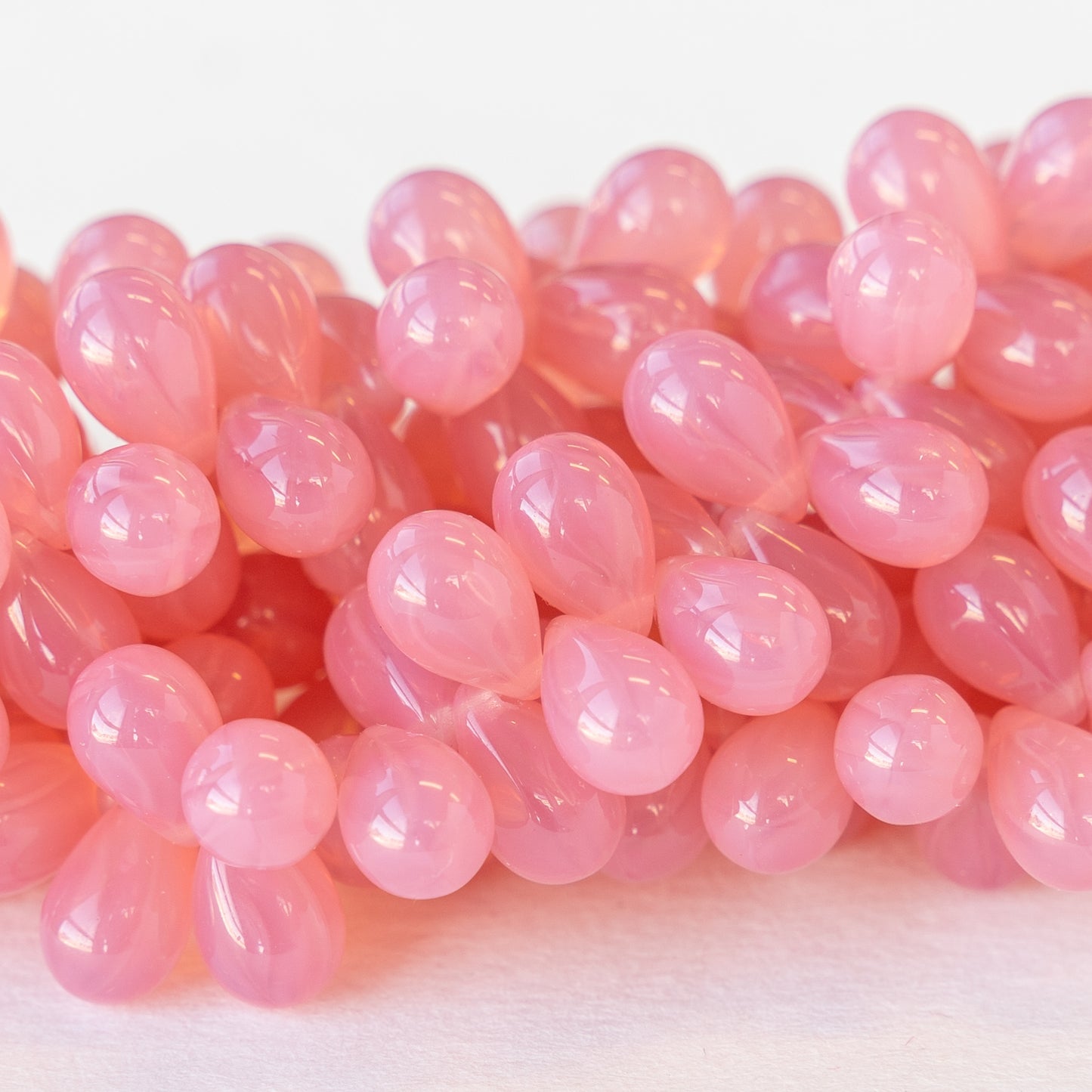 Load image into Gallery viewer, 6x9mm Glass Teardrop Beads - Pink Opaline - 50 Beads
