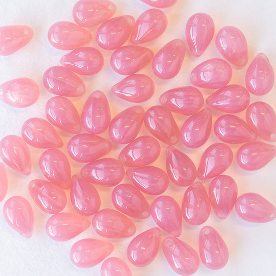 Load image into Gallery viewer, 6x9mm Glass Teardrop Beads - Pink Opaline - 50 Beads
