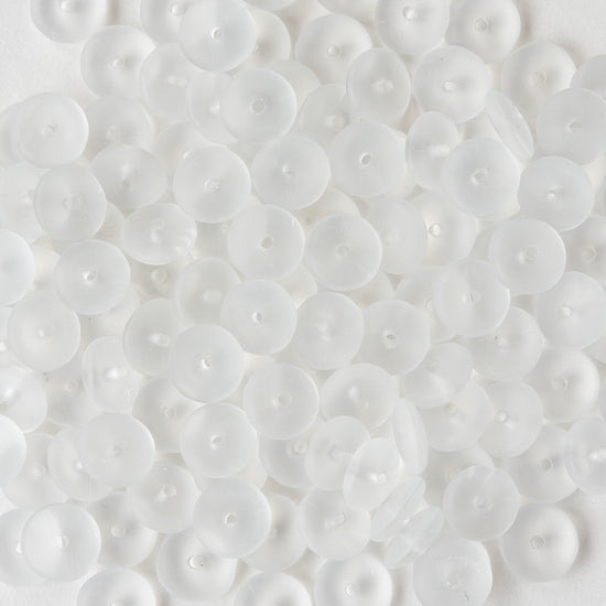 7mm Glass Rondelle - Crystal Matte - 100 beads
