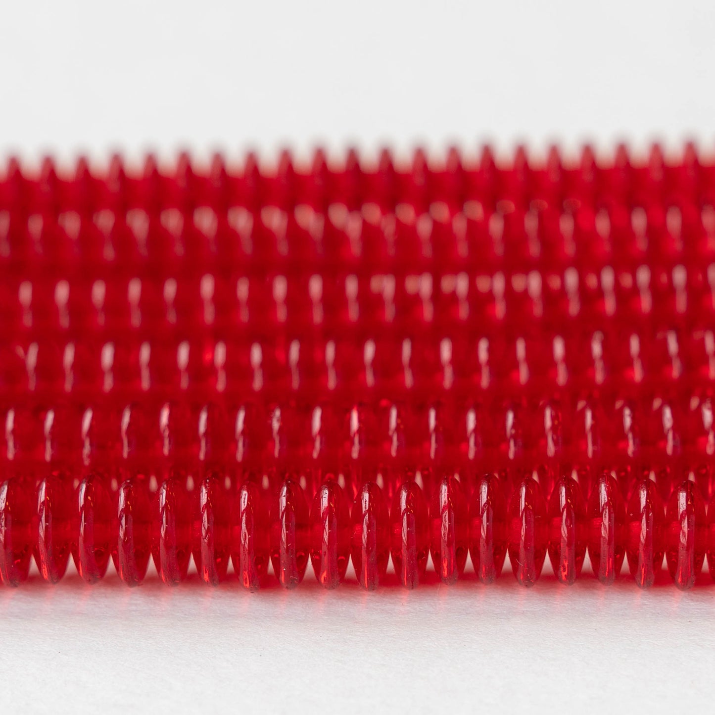 7mm Rondelle Beads - Red - 100 Beads