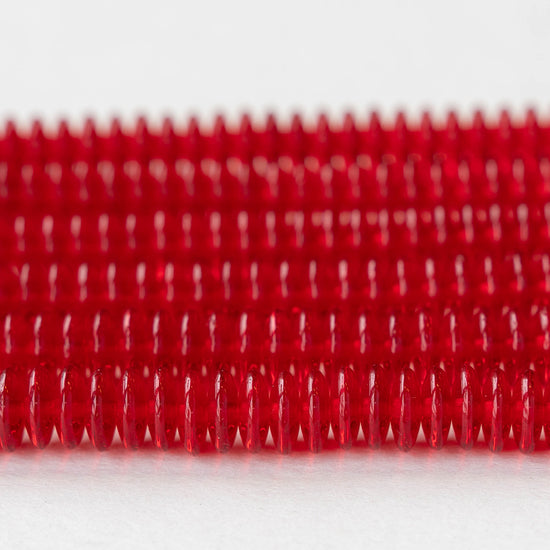 7mm Rondelle Beads - Red - 100 Beads