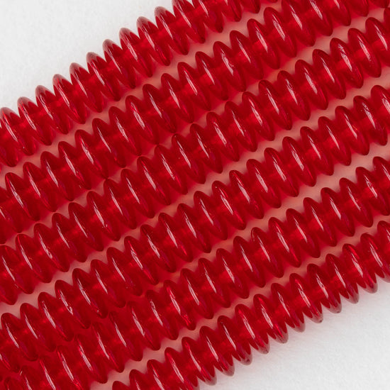 7mm Rondelle Beads - Red - 100 Beads