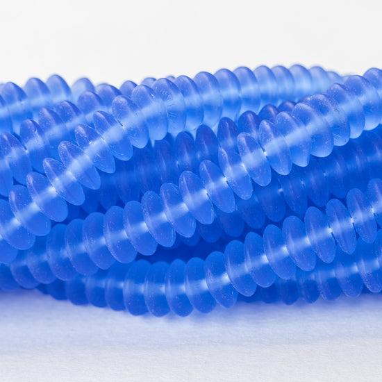 7mm Rondelle Beads - Lt Sapphire Blue - 100 or 50 Beads