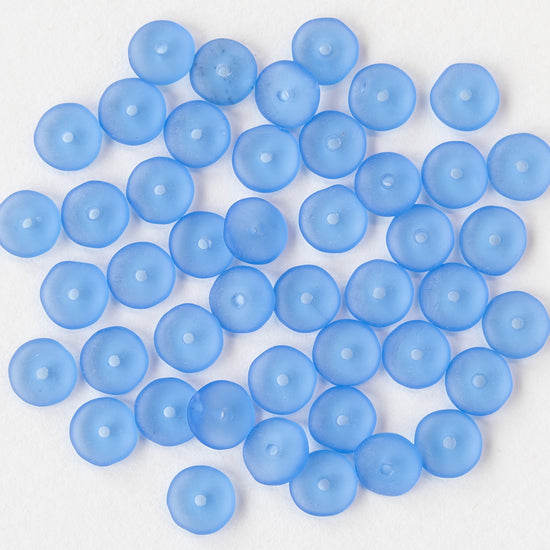 7mm Rondelle Beads - Lt Sapphire Blue - 100 or 50 Beads