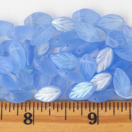Glass Leaf Beads - Light Blue AB Matte - 30