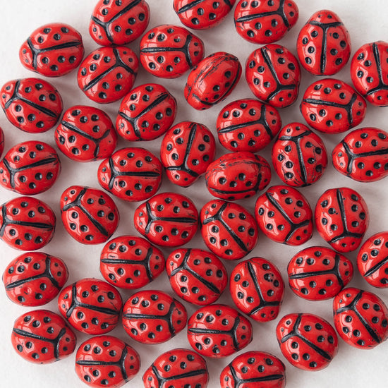 Load image into Gallery viewer, Ladybug Beads - Red with Black - 20
