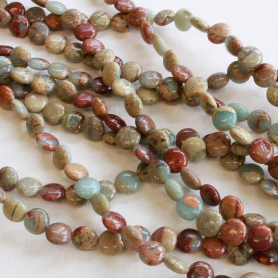8mm Coin Beads - African Opal Beads - 16 inches