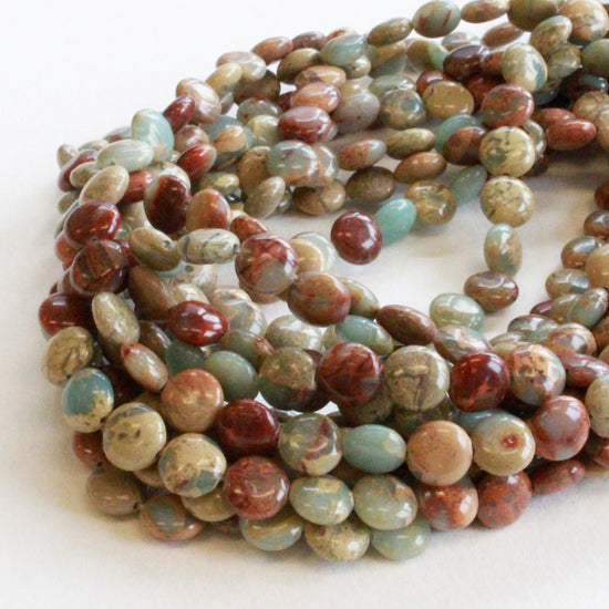 8mm Coin Beads - African Opal Beads - 16 inches
