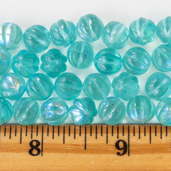 Load image into Gallery viewer, 8mm Melon Beads - Transparent Seafoam AB - 30 Beads
