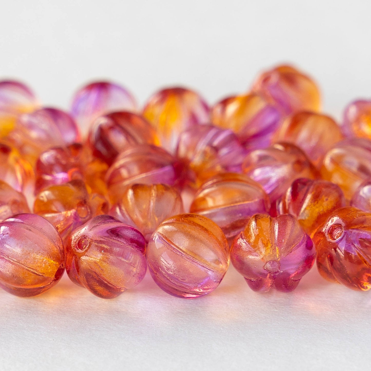 8mm Melon Beads - Peachy Pink Orange Mix - 25 Beads