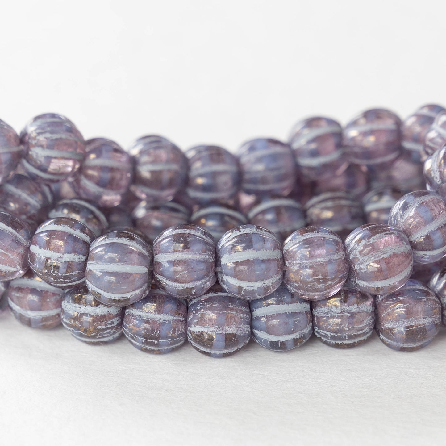 8mm Melon Beads - Opaline Lavender - 20 Beads
