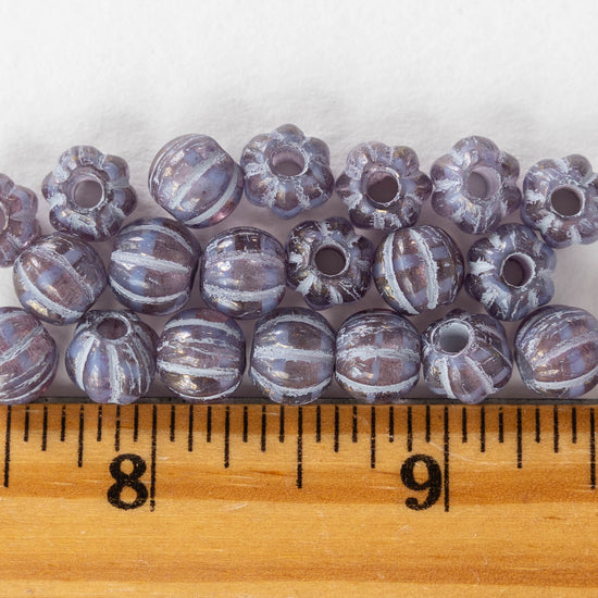 8mm Melon Beads - Opaline Lavender - 20 Beads